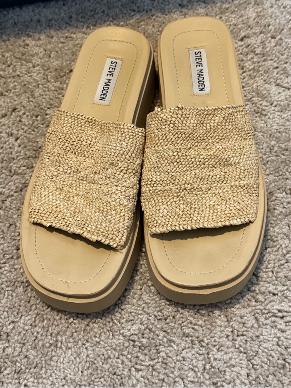 Steve Madden Slinky30 Raffia Platform Slide Sandals Y2K 90s Size 10